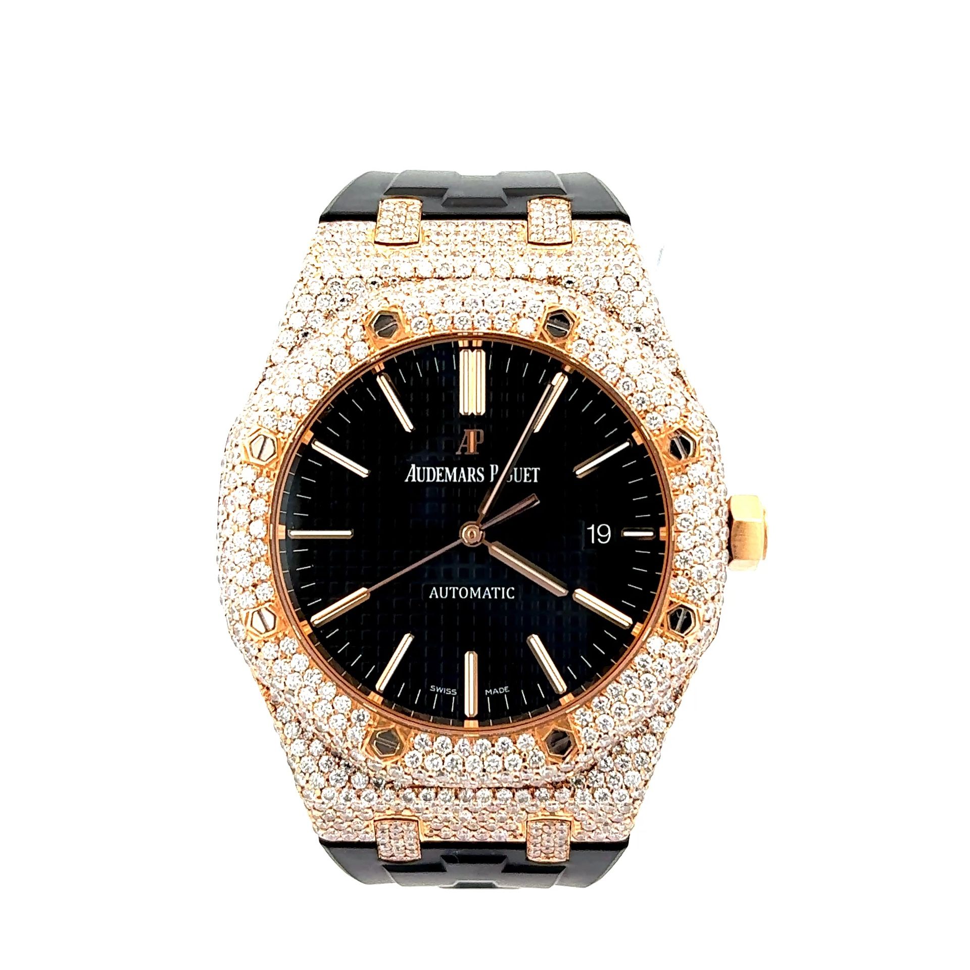 Audermars Piguet Royal Oak 1500OR 41MM Rose Gold With Custom Diamond Bezel, Complete Box And Papers