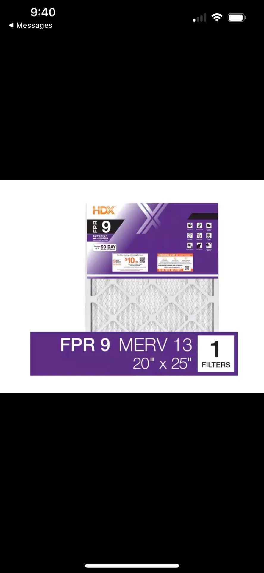 HDX 20" x 25" x 5" Trion AirBear Replacement Pleated Air Filter FPR 9, MERV 13