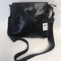 DKNY Linton Black Leather Messenger Bag