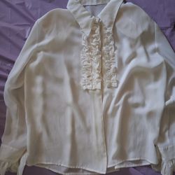 Vintage White Button Up Blouse