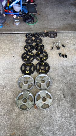 Title: 110 lbs Cast Iron Weight Plate Set (Standard 1-Inch) + Collars