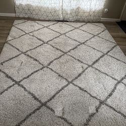 Gray and white living room rug
