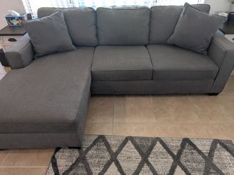 Gray Fabric Sofa with Reversible Chaise