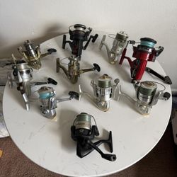 Fishing Spinning Reels Lot – Mixed Brands – All Working – Used Condition 