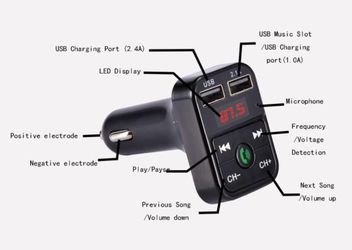 Wireless Bluetooth Car Kit Handsfree Talk MP3 player fm transmitter dual car charger