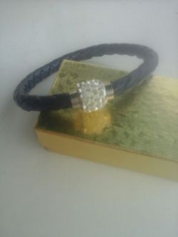 Blue leather bracelet