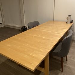 Solid Wood Dining Table Only - 86.5-104.5 Inches 