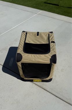 Portable Folding Soft Dog Crate, 2-Door, Collapsible Travel Kennel, Top & Front Loading, Small 26" x 18" x 18", Tan LIKE NEW!!!