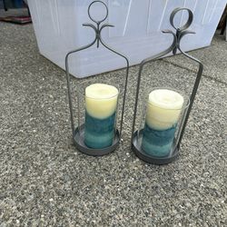 Metal and Glass Candle Holders 