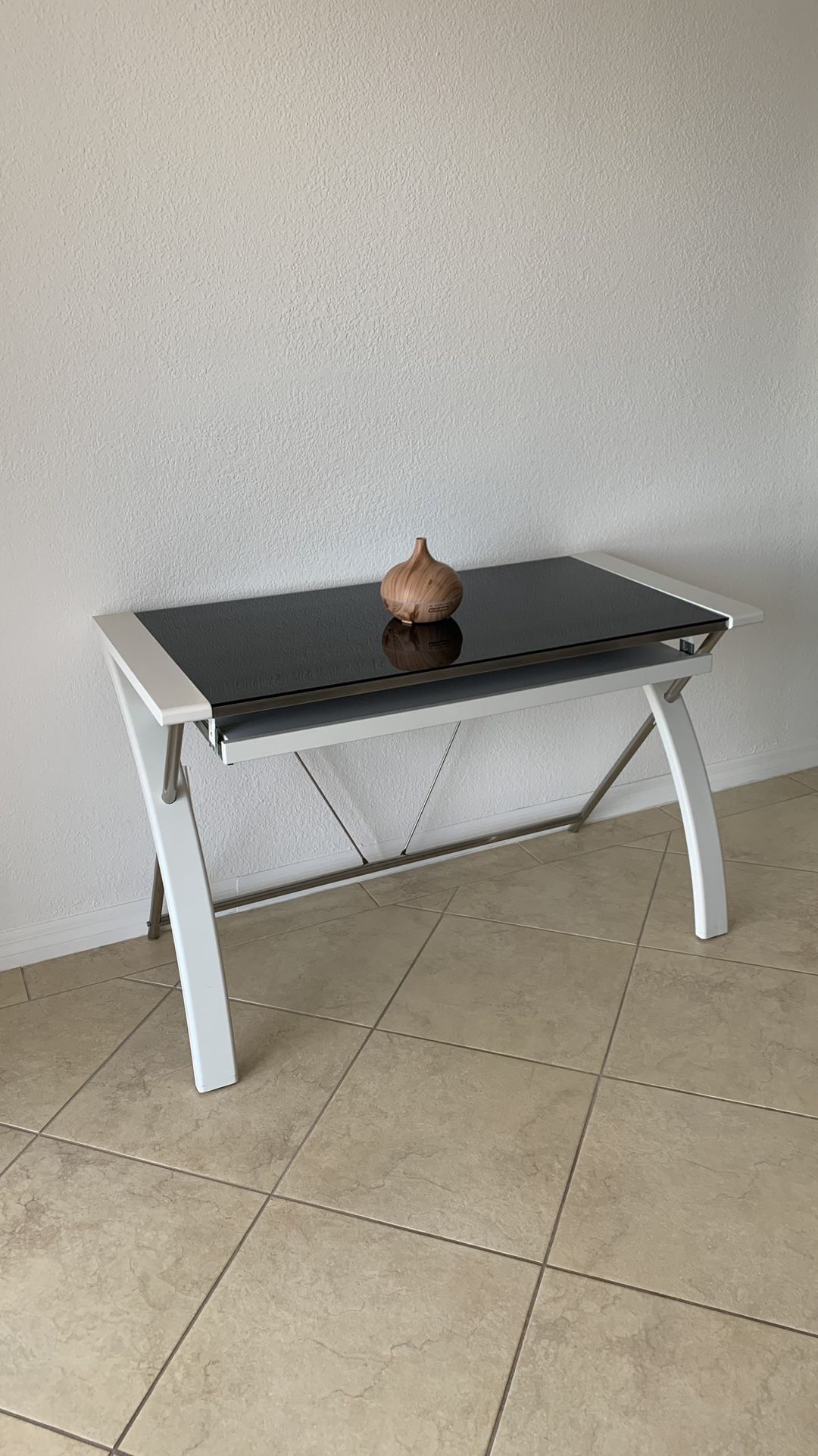 Office Table Black Tempered Tinted Glass Computer Desk