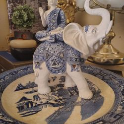 Blue & White Elephant Figurines