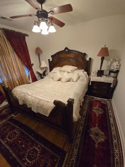 King size bed, mattress and nightstand