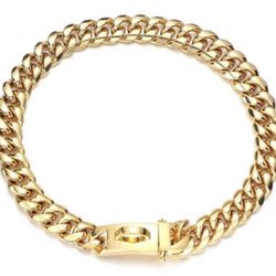 Dog Cuban Chain Gold Stainless Steel 