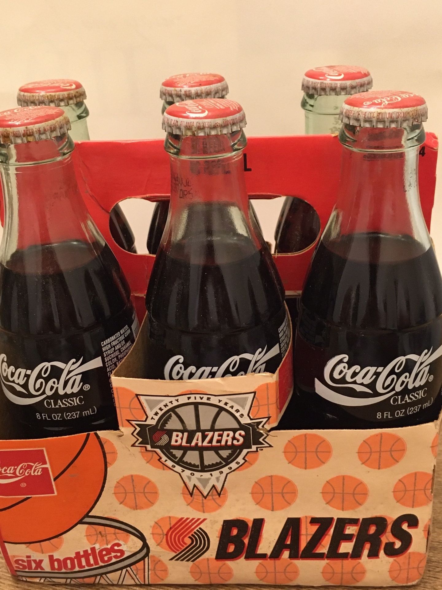 Trail Blazers Vintage 1994 Coke Cola Bottles 6 Pack