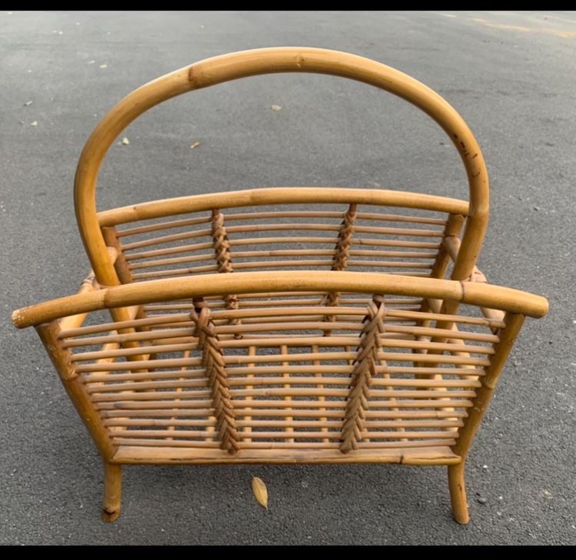 Vintage Bamboo Rattan Magazine Rack