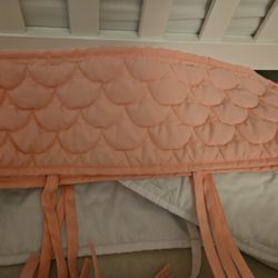 3 Piece Crib Rail Guards Scalloped Pink Or Solid White