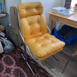 Vintage Chrome Orange Leather Chair
