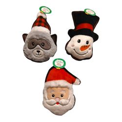 Petsmart Holiday 10" Crinkle Squeaky Pet Toys Raccoon  Santa Snowman Dog Toys