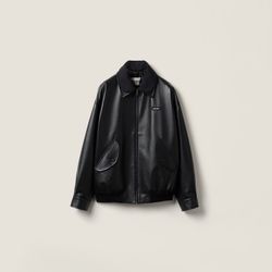 Miu Miu black leather bomber jacket