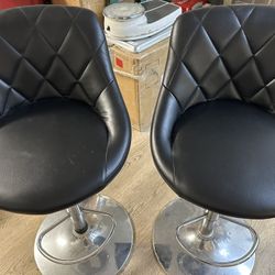 Set Of 2 Adjustable Black Bar Stools