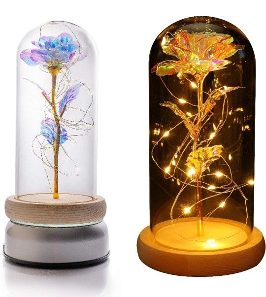 New Beauty and The Beast Rose, Galaxy Artificial Rose, Forever Love Rose and LED Light in A Glass Dome, $30 Or Best Reasonable Offer 