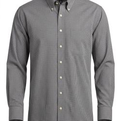 Jos. A. Bank Executive Cotton Dress Shirt, Black & Cream Gingham, Size XL