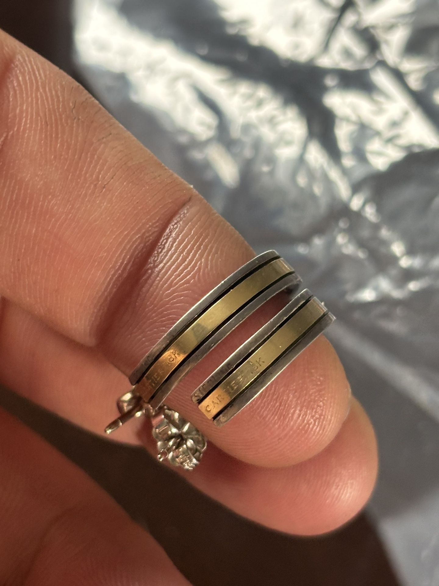 Cartier Vintage Sterling And 18 K Hoop Earrings