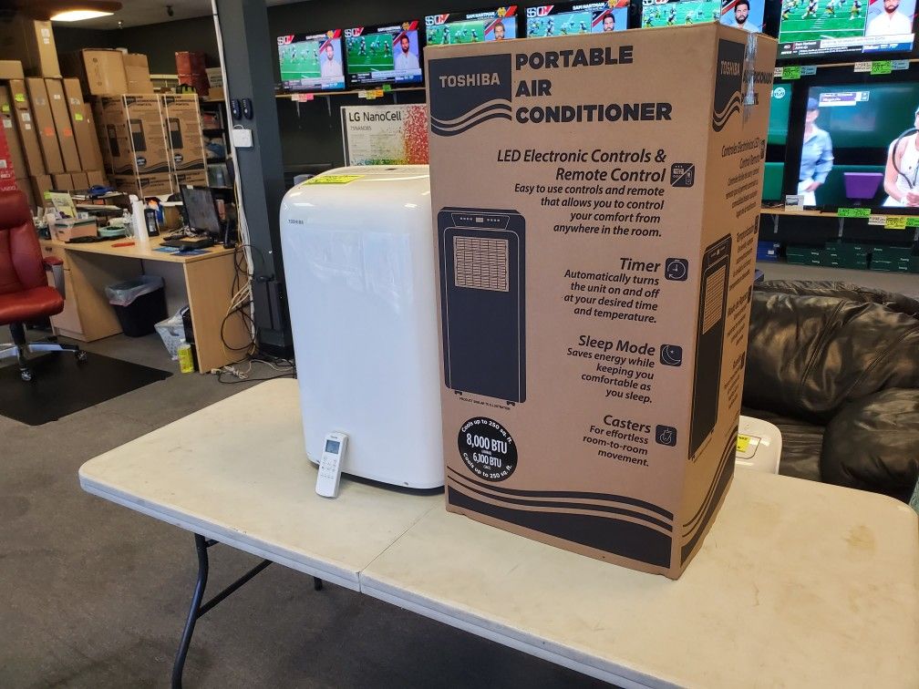 TOSHIBA PORTABLE AC 8K BTU 250 SQ FT IN STOCK - IN BOX COMPLETE ALL ACCESSORIES IN STOCK WITH WARR- TAX ALREADY INCLUDED IN PRICE OTD