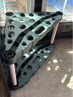 Green corner shelf unit