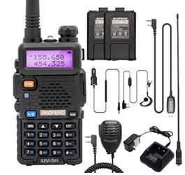 Baofeng UV-5R Ham Radio BaoFeng Radio Rechargeable Two Way Radios with Extra 1800mAh Battery, AR-771 Antenna Dual Band Handheld Radio 