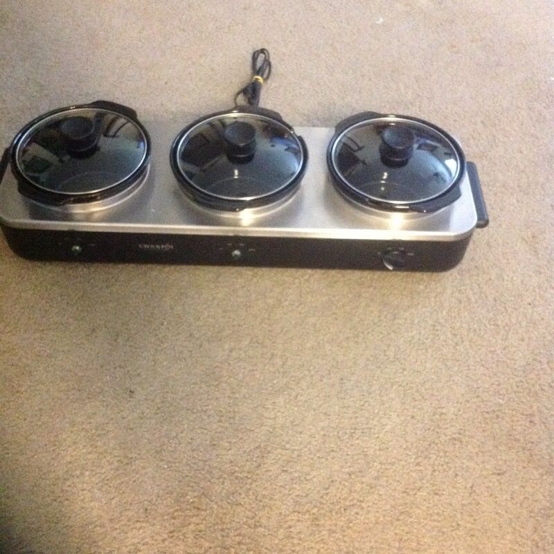 3-quart Slow Cooker Crock Pot Trio Cook and Serve Buffet Server
