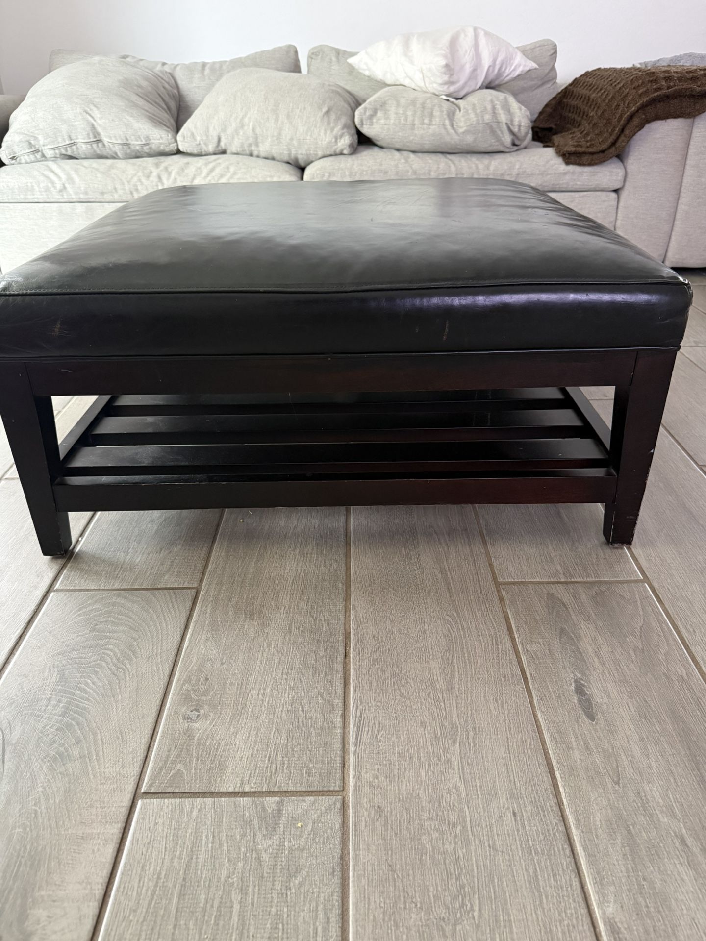 Crate & Barrel Brody Leather Square Ottoman