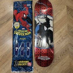 HUF x Marvel Spider-Man Red Glitter Foil Skateboard Deck LE 300 8.25 NEW