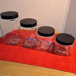 Farberware Set of 4 Glass Canisters with Stainless Steel Lids