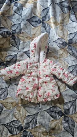Baby Girl Floral Puffer Jacket with Hood