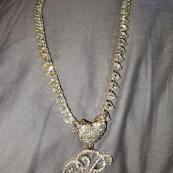 Initial And Heart 14k Gold Over Stainless Steel