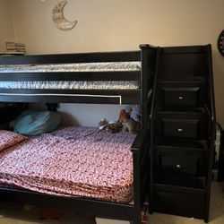  Black Solid Wood Bunk Bed