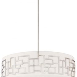 George Kovacs Alecias Necklace Large Drum Pendant, 4 Light, Brushed Nickel, NEW in