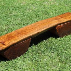 Handmade Custom Real Oak Wood Log Bench - 4ft Long - Rustic & Unique
