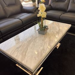 Brand New Coffee Table Imitation White And Grey Marble 
