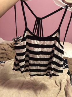Large black and white stripe crop top