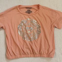 Juicy Couture Girls Youth XL Pink Silver Logo Short Sleeve T-Shirt Casual Top