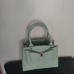 GROSSI handbag/shoulder bag with mint bow.

