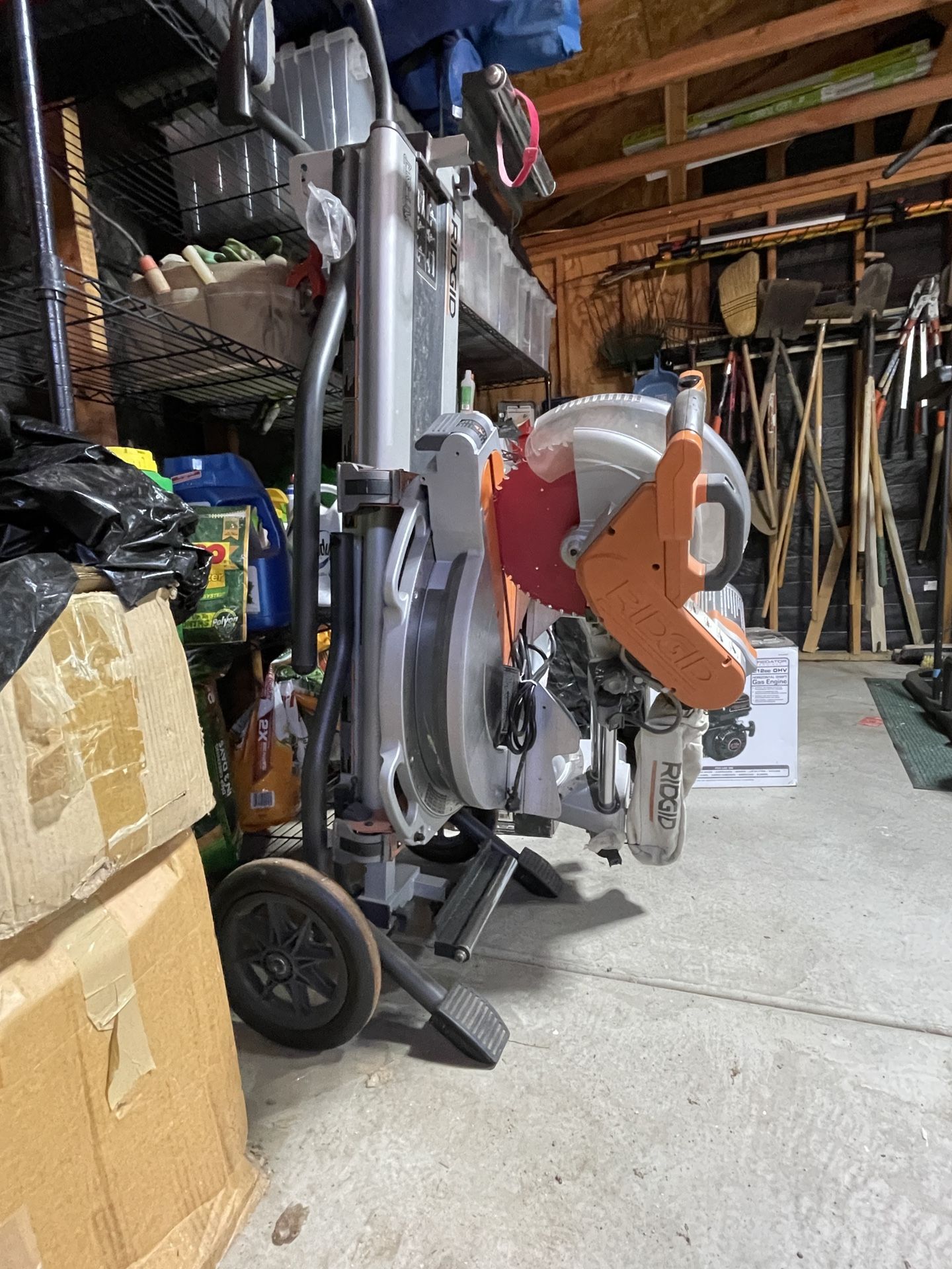 RIDGID 12 Amp 12 In Compound Sliding Miter Saw With Universal Mobile Miter Saw Stand