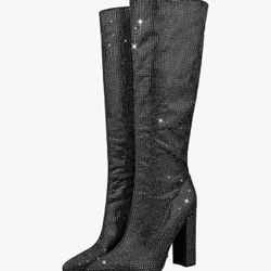 Thigh High Sparkly Heal Boots 