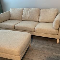 Couch Beige Cloth Removable Cushions 