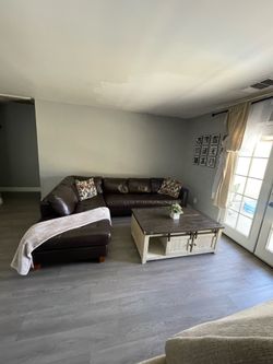Beautiful Brown Leather L-Shaped Sectional