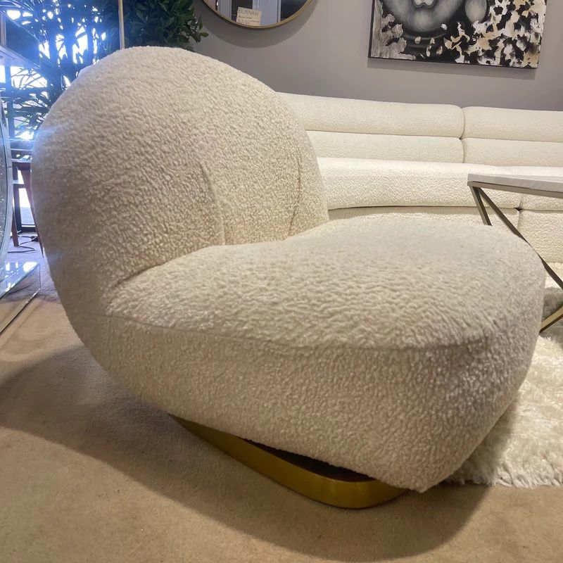 best offers sale Yedaid Market Teddy Sherpa Upholstered Fabric Swivel Swivel Accent Sophie Chair