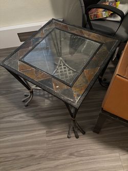 Side tables with stone inlay