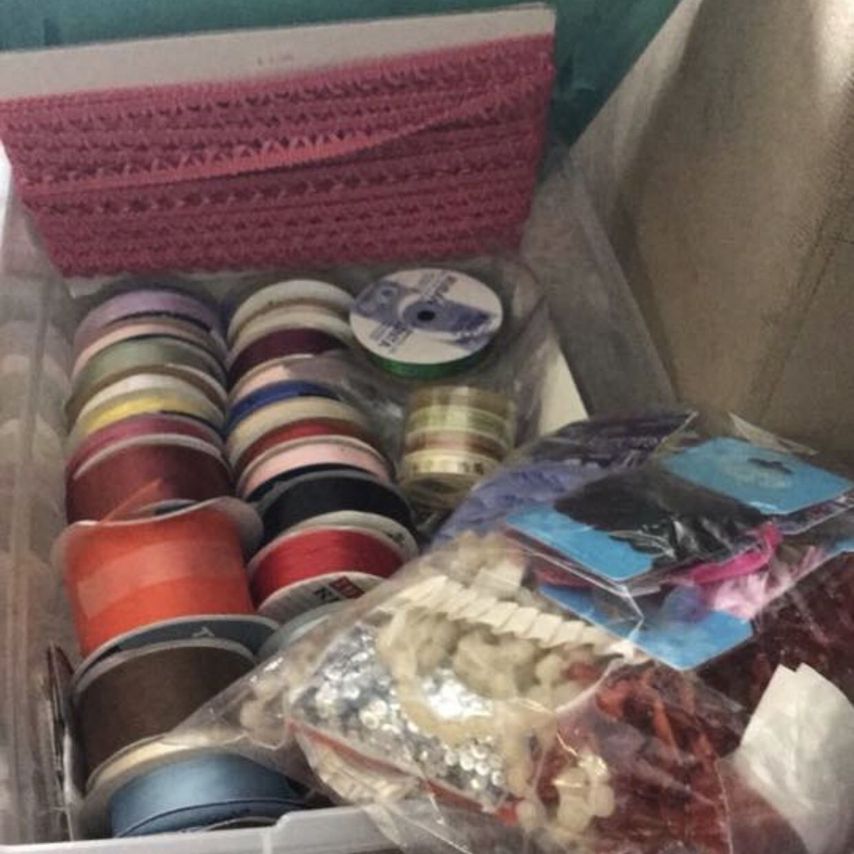 Big Box of Sewing and Craft Trims and Ribbon